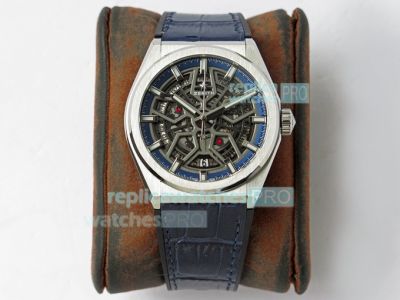 Swiss Replica Zenith DEFY Classic Stainless Steel 41MM Black Skeleton Watch 41MM